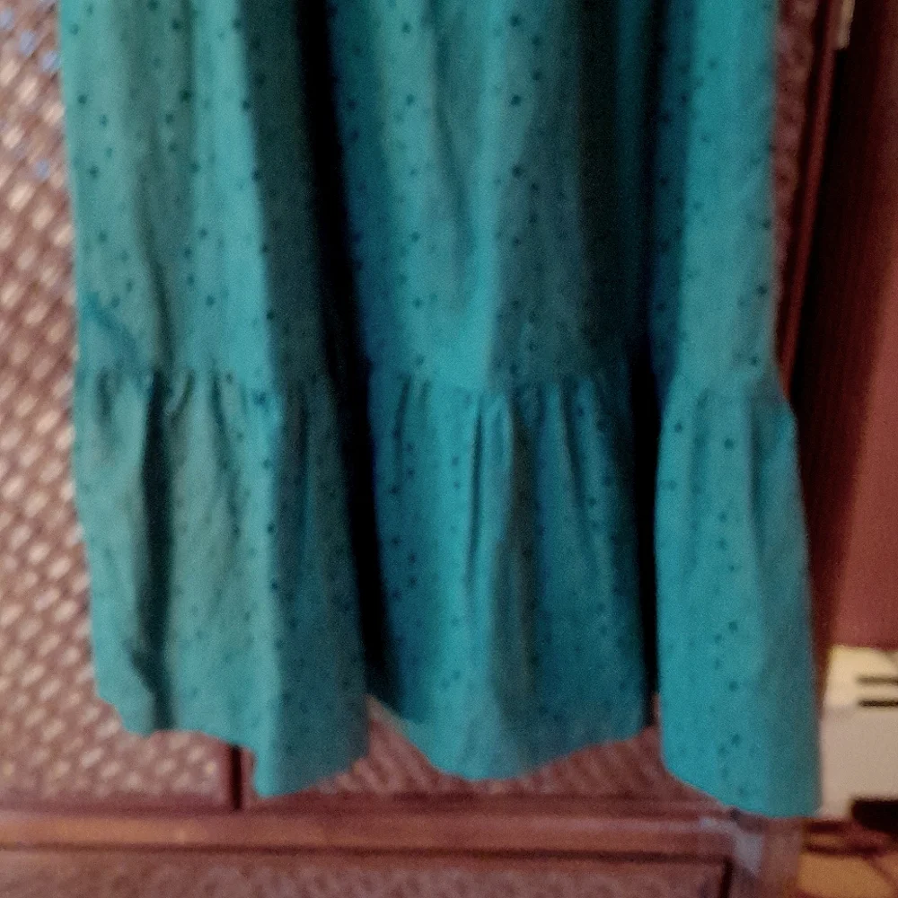 Eyelet Ruffle Square Neck Midi Dress - Picture 6 of 7